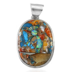 Santa Fe Collection - Spiny Turquoise Kokopelli Pendant Sterling Silver 12.50 Ct, Silver Wt. 5.50 Gms.