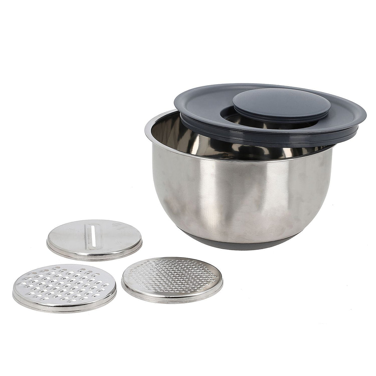Splash Bowl with Antiskid Base with 3 Graters (Size 20x16 cm) - Silver 7306698 0