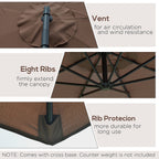 Outdoors Parasol Open and Close with Crank  (Size 330x292x262 cm) - Brown