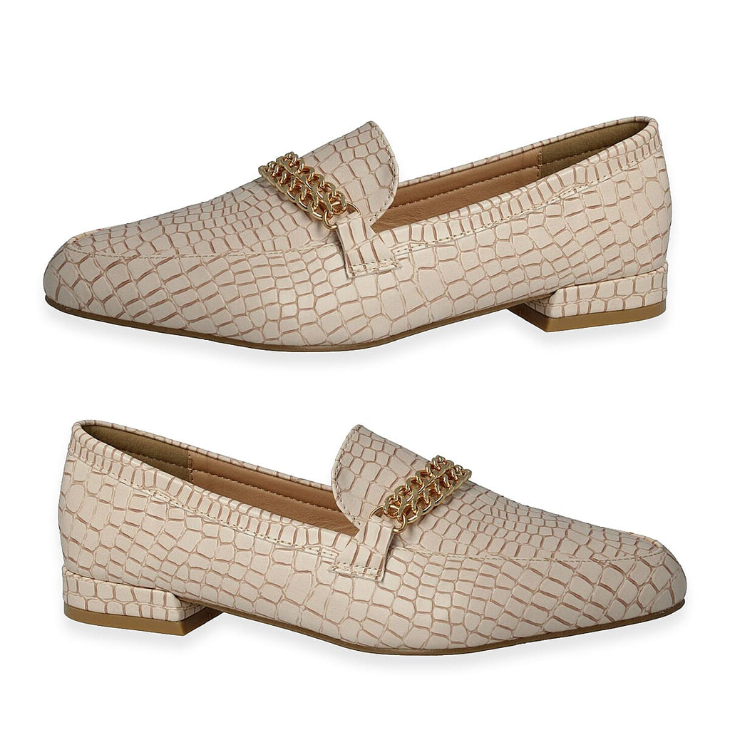 Down To Earth Elegant Suede Pointed Toe Block Heel Loafers (Size 3) - Nude