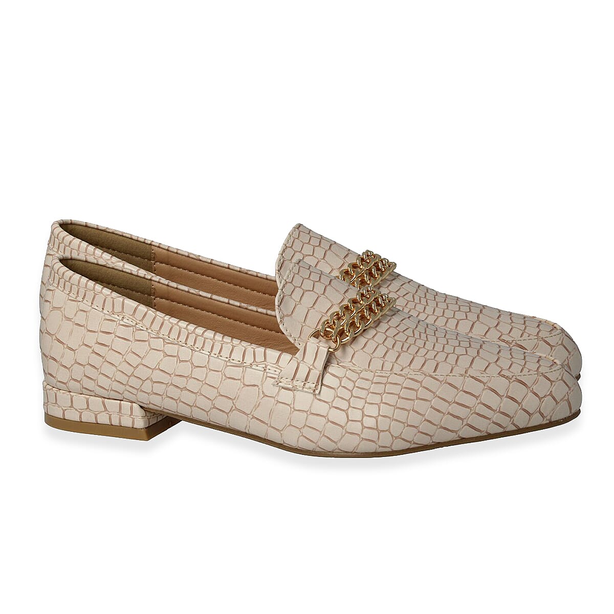 Down To Earth Elegant Suede Pointed Toe Block Heel Loafers (Size 3) - Nude 8267017 1
