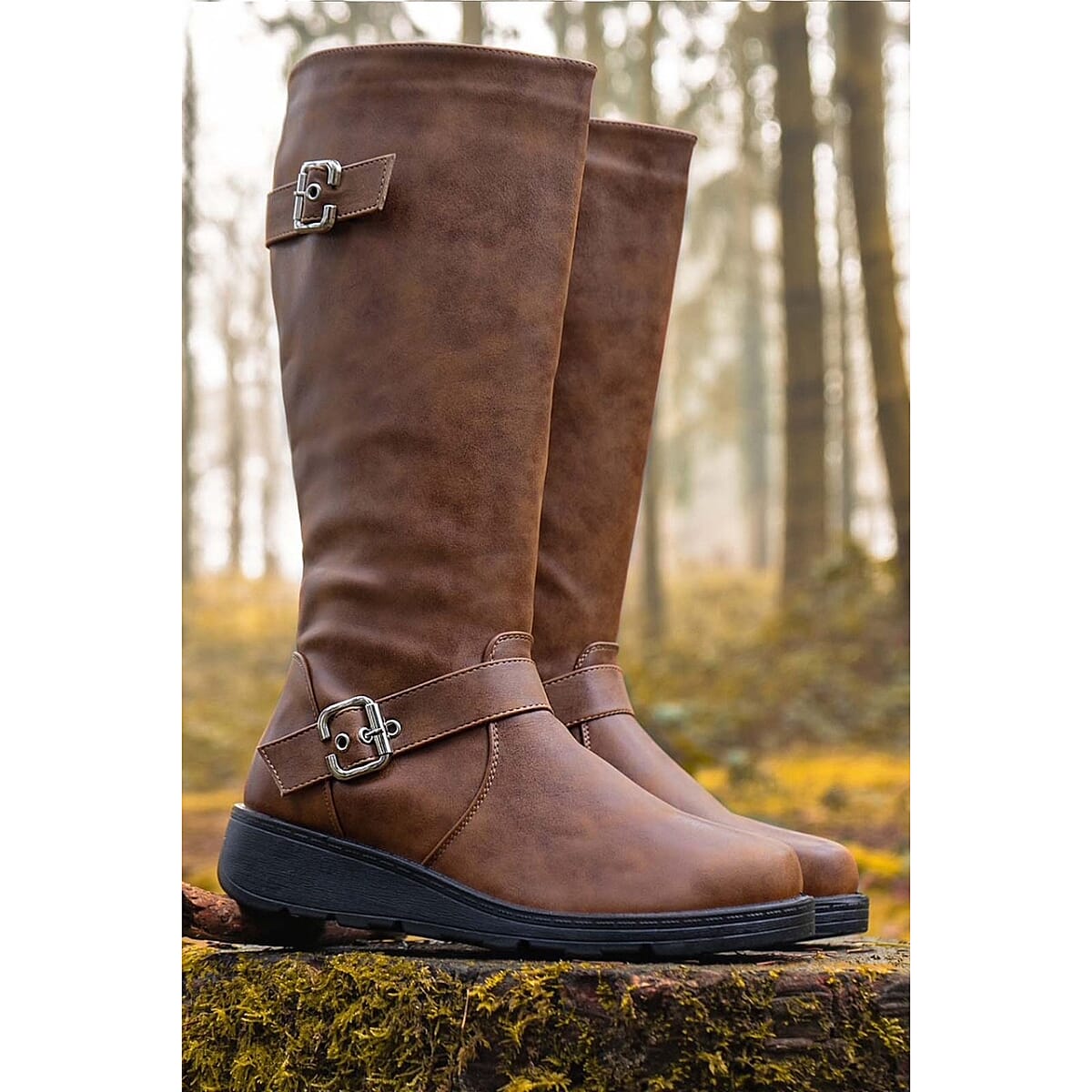 Spot On Ladies Wide Fit Knee High Boots (Size 4) - Tan 8361769 0