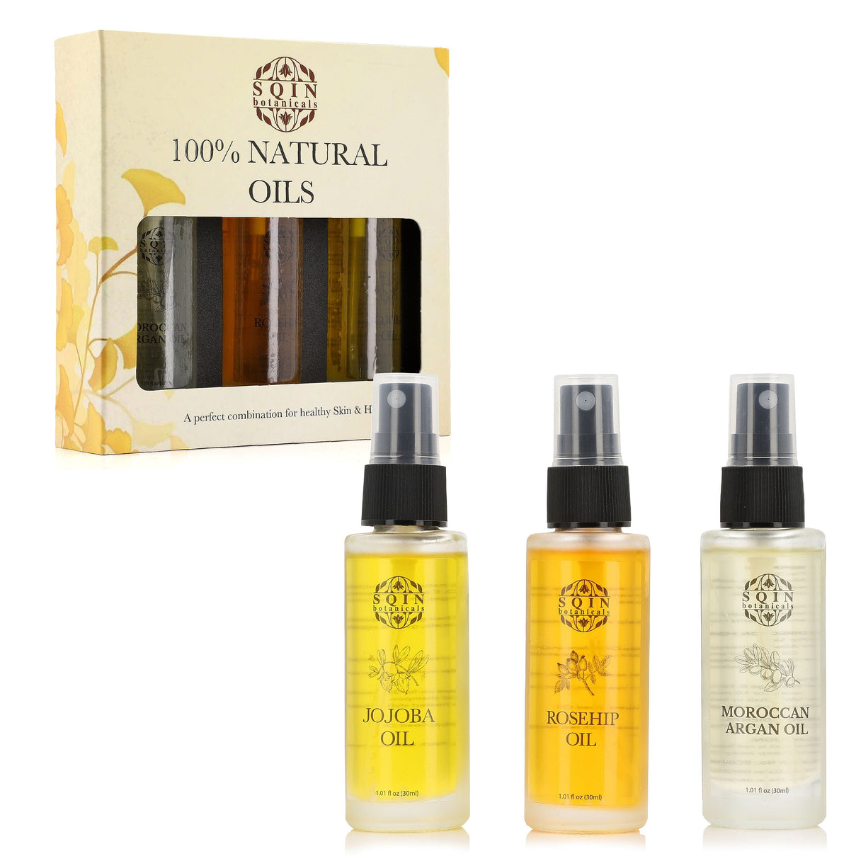 MONDAY MEGA DEAL - Sqin Botanicals Set of 3 Oils - Moringa Oil,  Argan Oil &amp; Rosehip Oil (30ml each) 7612188 0
