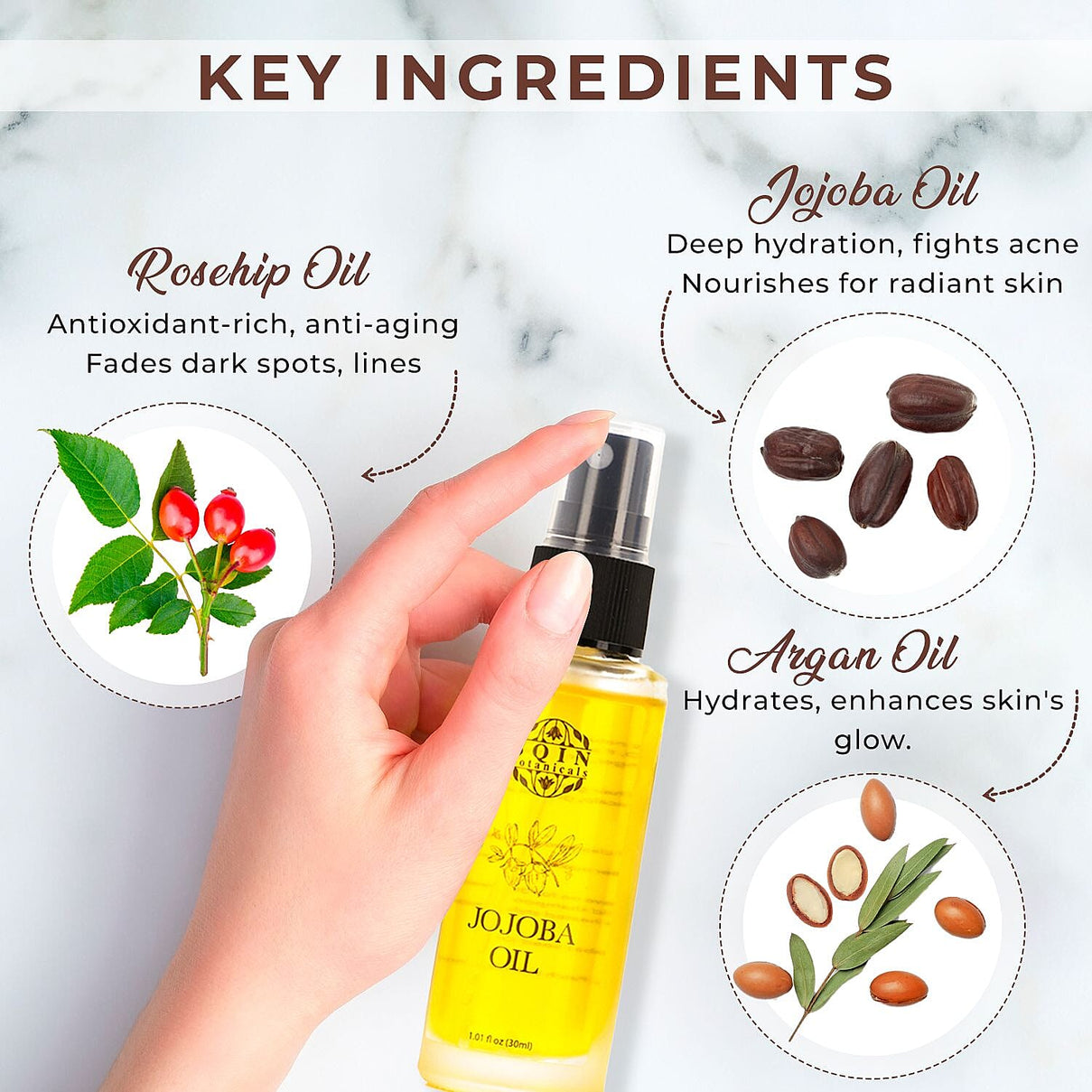 MONDAY MEGA DEAL - Sqin Botanicals Set of 3 Oils - Moringa Oil,  Argan Oil &amp; Rosehip Oil (30ml each) 7612188 7