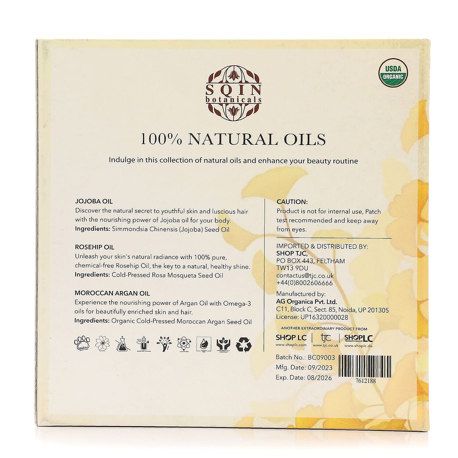 MONDAY MEGA DEAL - Sqin Botanicals Set of 3 Oils - Moringa Oil,  Argan Oil &amp; Rosehip Oil (30ml each) 7612188 10