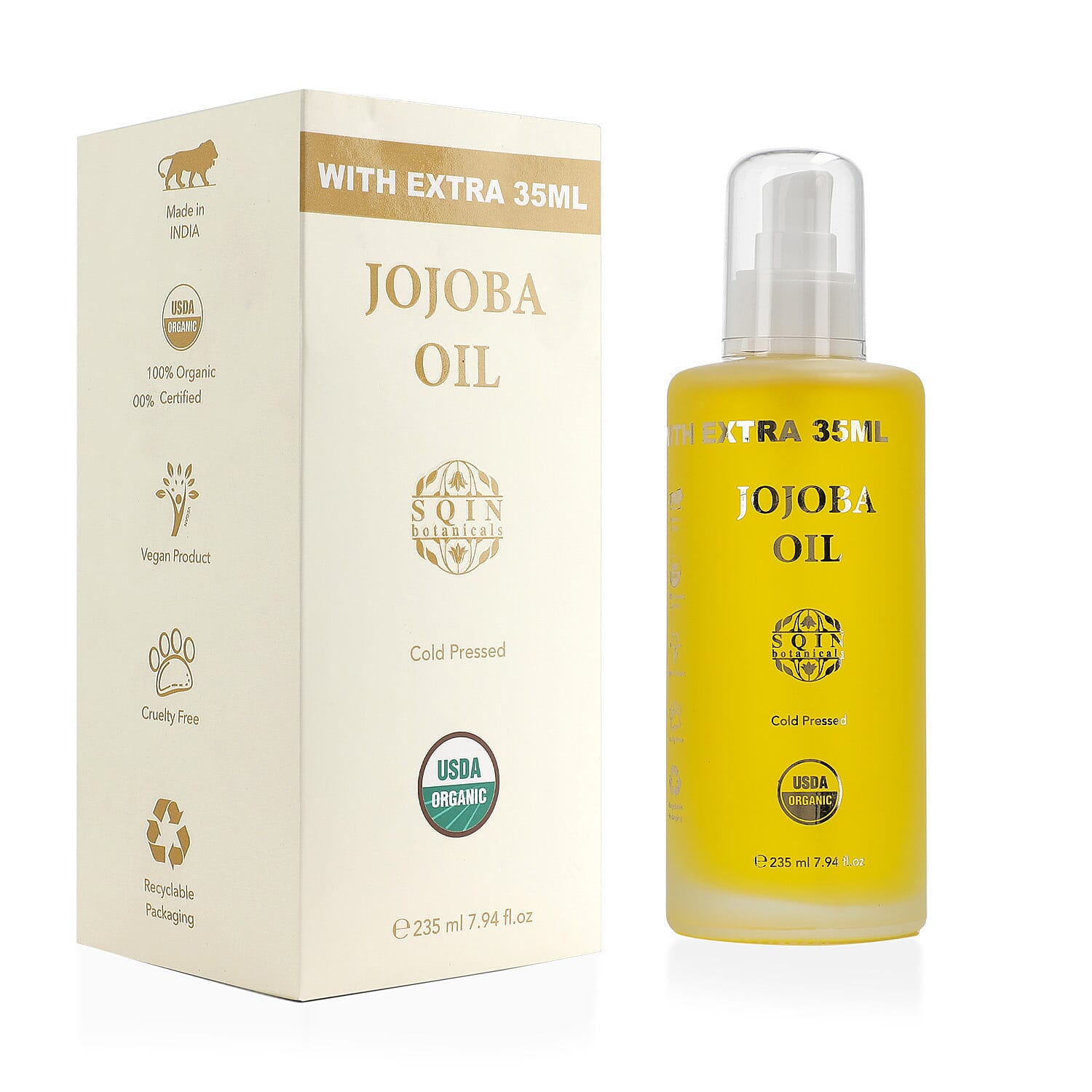 Sqin Botanicals Cold Pressed Natural Jojoba Oil (Vol. 235 ml) 7736965 0