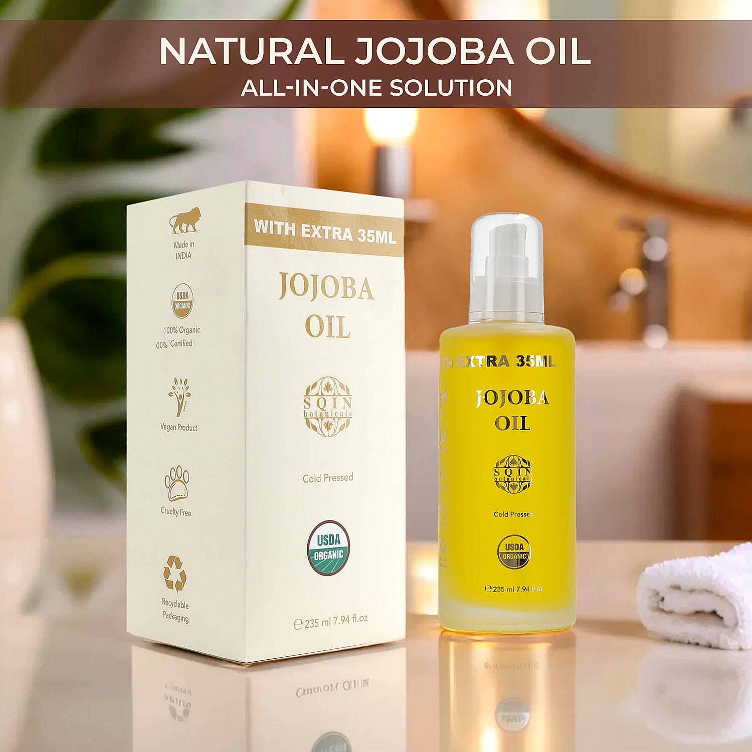 Sqin Botanicals Cold Pressed Natural Jojoba Oil (Vol. 235 ml) 7736965 3