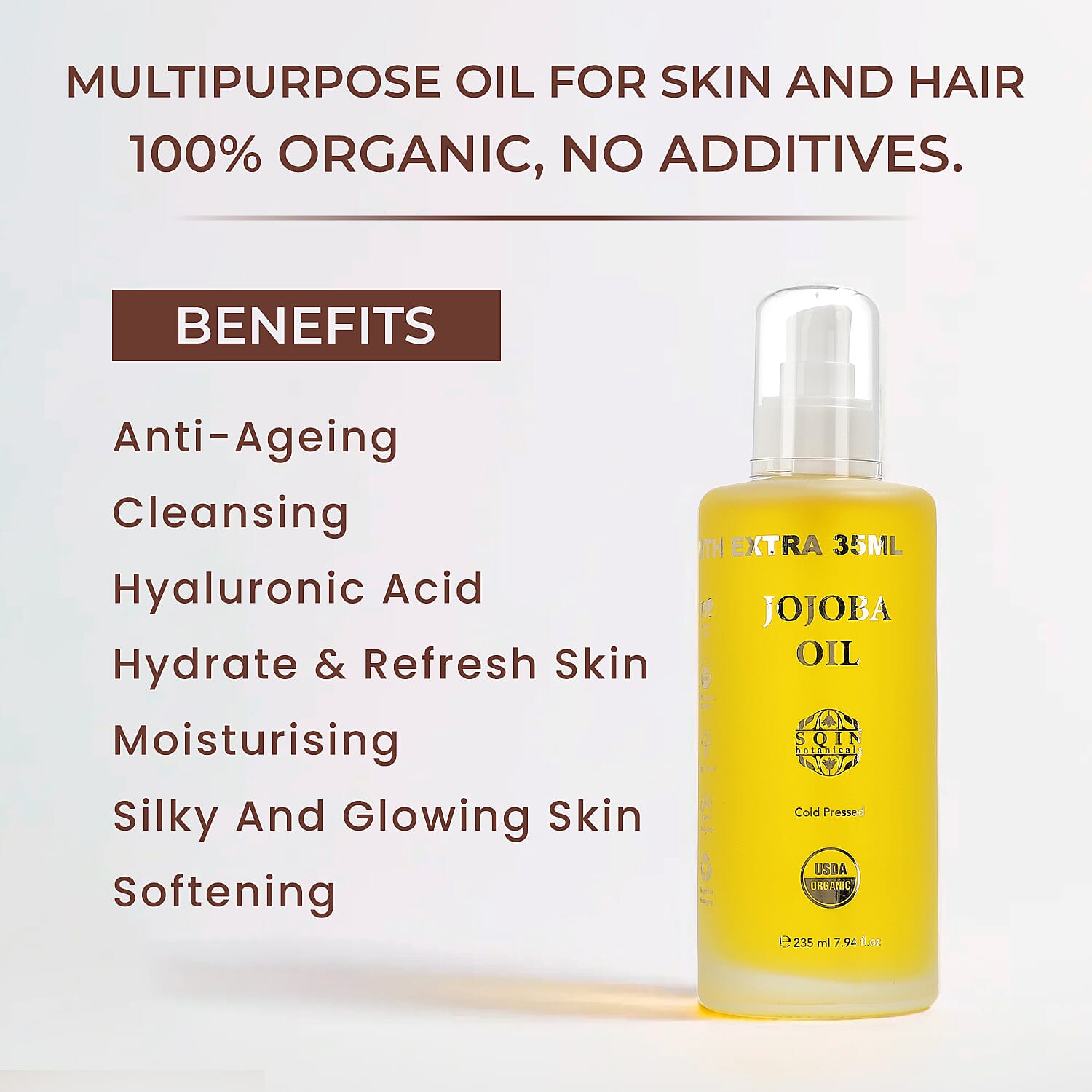 Sqin Botanicals Cold Pressed Natural Jojoba Oil (Vol. 235 ml) 7736965 4