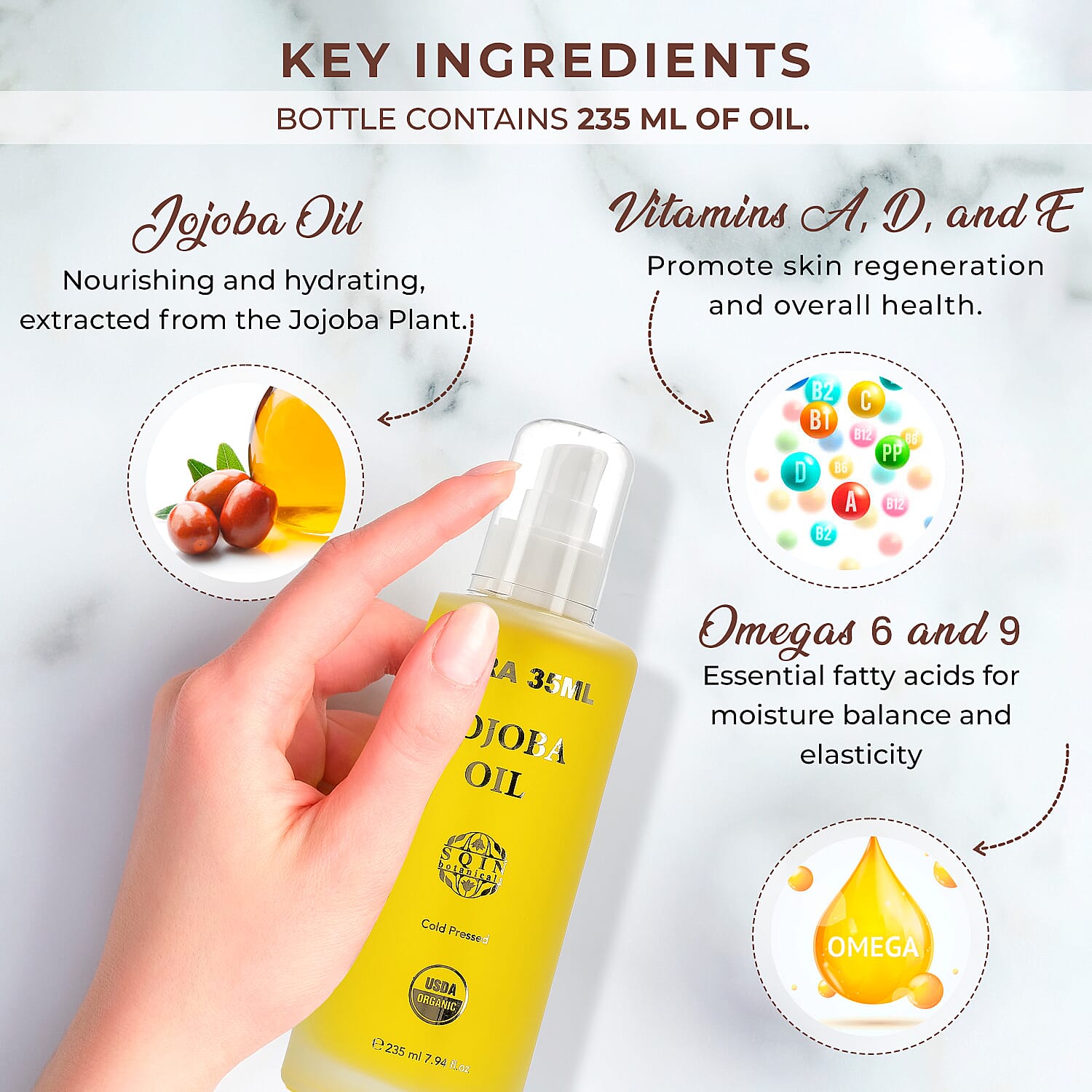 Sqin Botanicals Cold Pressed Natural Jojoba Oil (Vol. 235 ml) 7736965 6