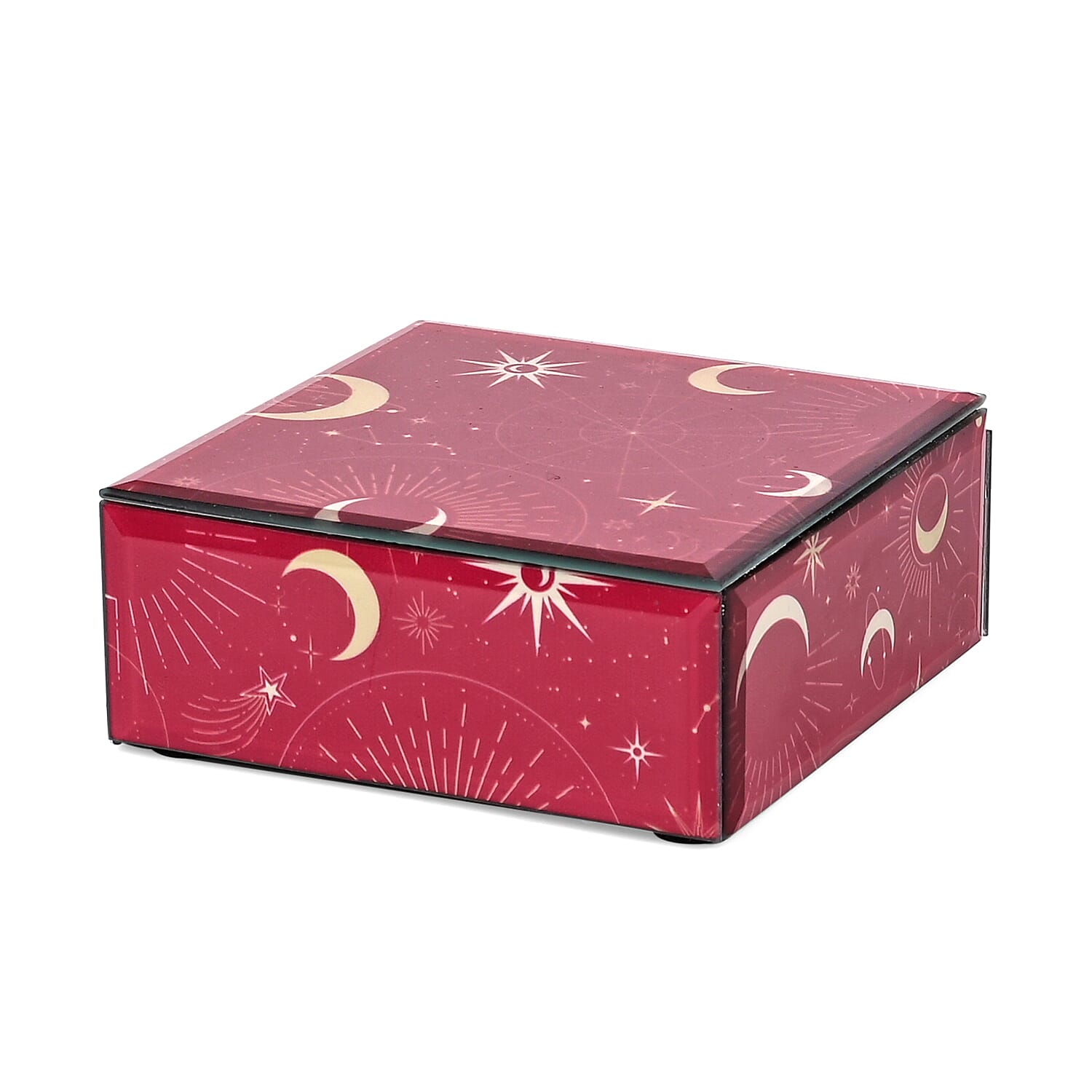 Square Glass Jewellery Box - Red 7858906 4