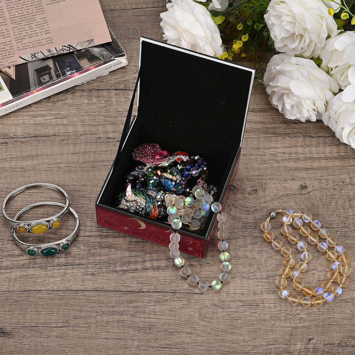Square Glass Jewellery Box - Red 7858906 8