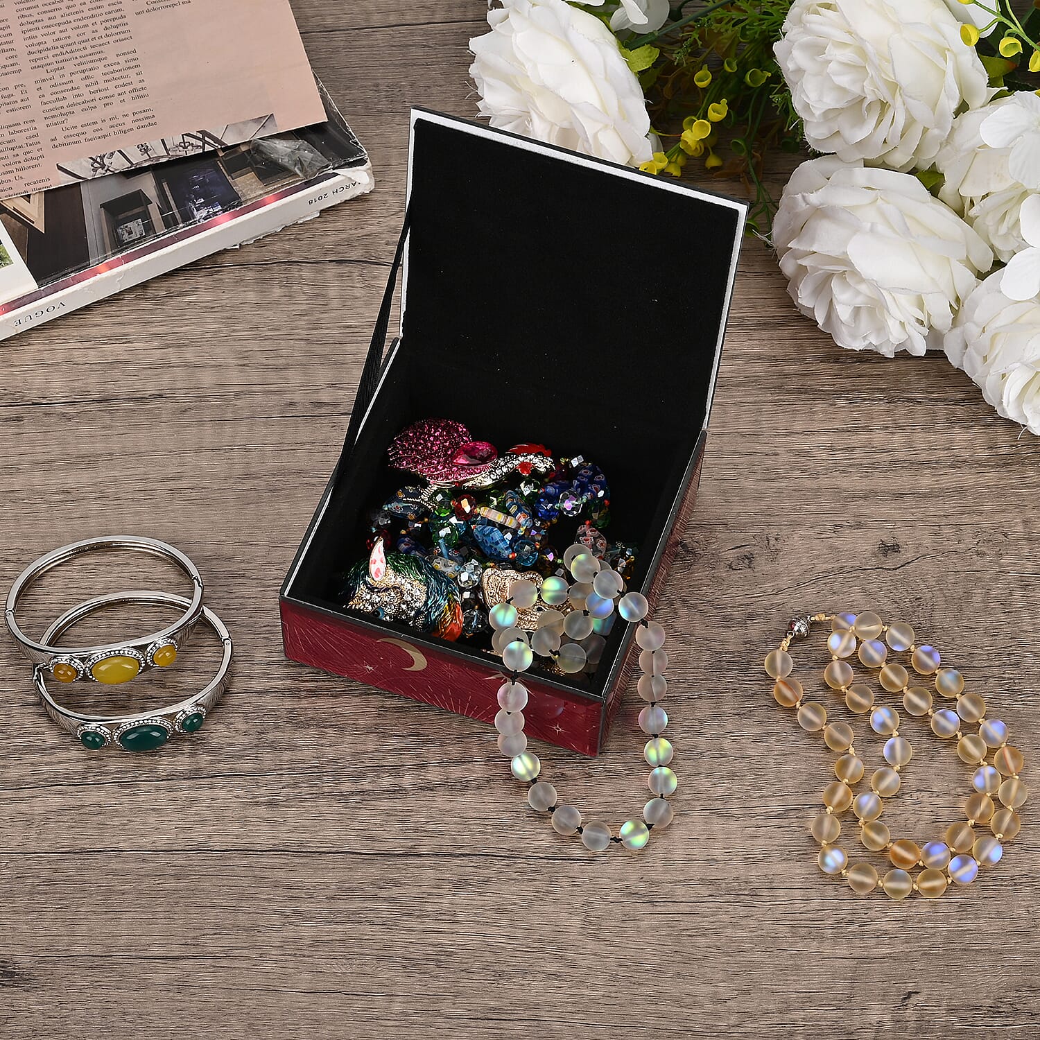 Square Glass Jewellery Box - Red 7858906 8