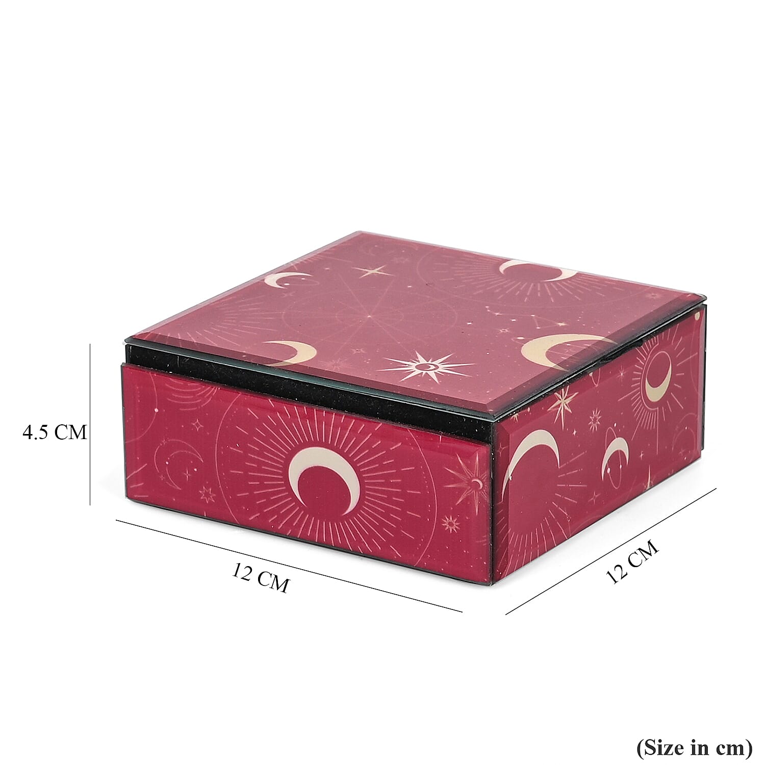 Square Glass Jewellery Box - Red 7858906 12