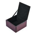 Square Jewellery Box With Soft Velvet Inner Lining & Crystal Flower on Top (Size 12x12x7 cm) - Red & Purple