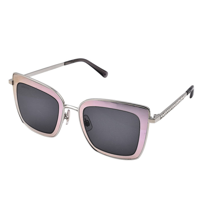 Square Metal Sunglasses With Grey Lenses and Metal Finest CZ Encrusted Temples 6270723 2