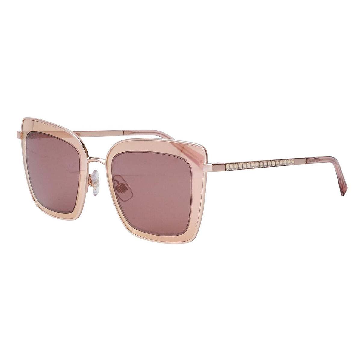 Square Metal Sunglasses With Peach Lenses and Metal Finest CZ Encrusted Temples 6270724 0