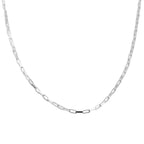 Sterling Silver Square Paperclip Necklace (Size 16) With Spring Ring Clasp