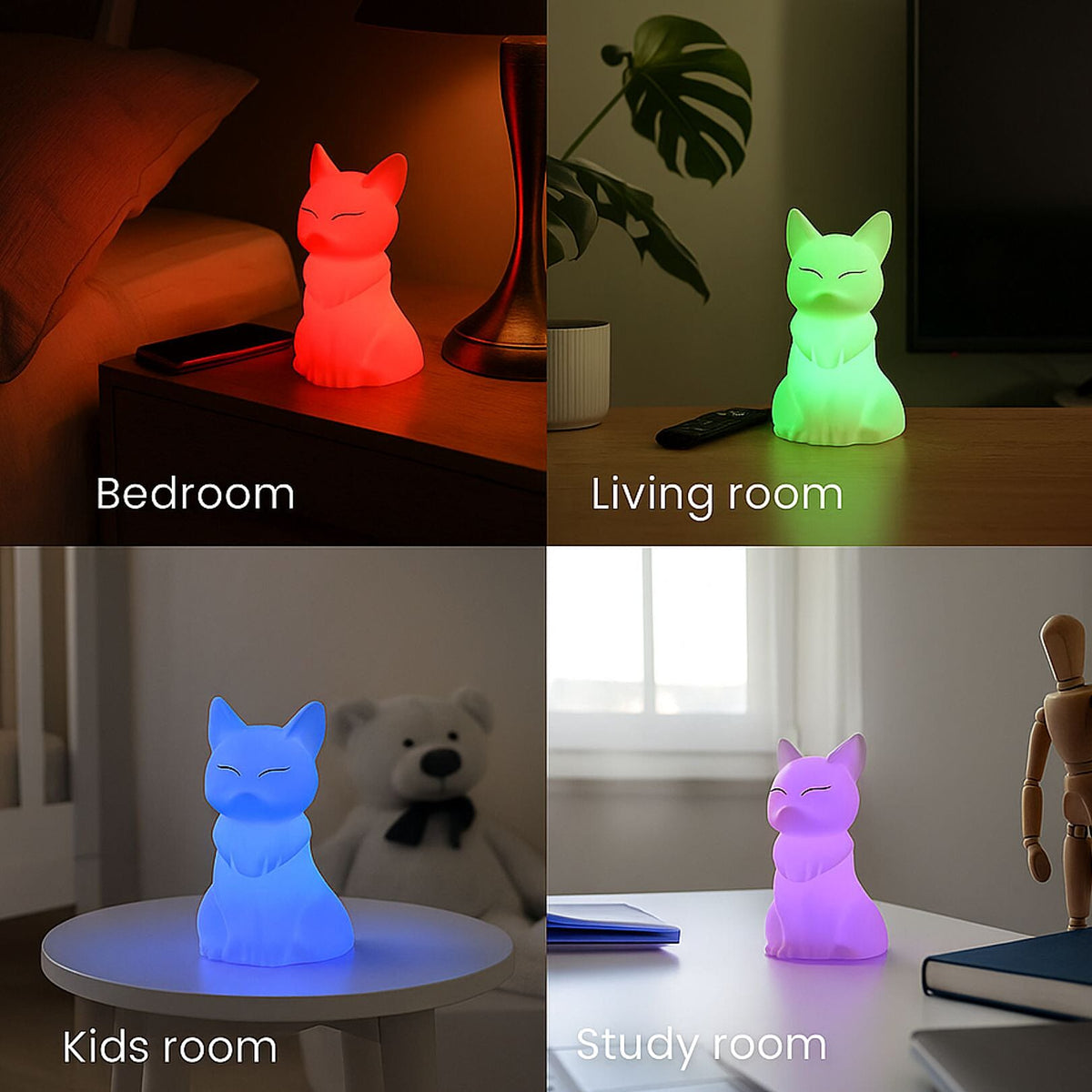 Squishy Colour Changing Rechargeable Silicone Lamp - Fox 7860433 3