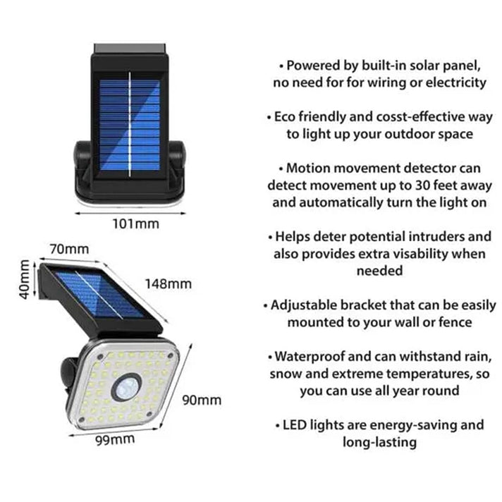 St Helens 48 LED Solar Powered Outdoor Security Light With PIR And Adjustable Bracket 7761754 2