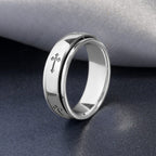 Artisan Crafted Platinum Overlay Sterling Silver Cross Spinner Ring
