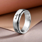 Artisan Crafted Platinum Overlay Sterling Silver Cross Spinner Ring