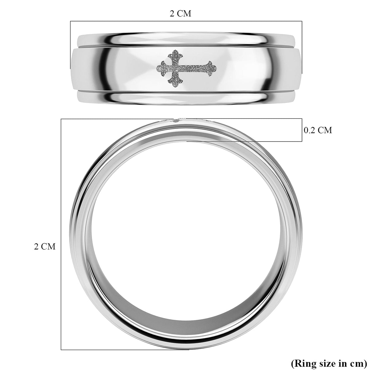 Stackable Cross Spinner Ring in Sterling Silver with Platinum Plating V32642039 11