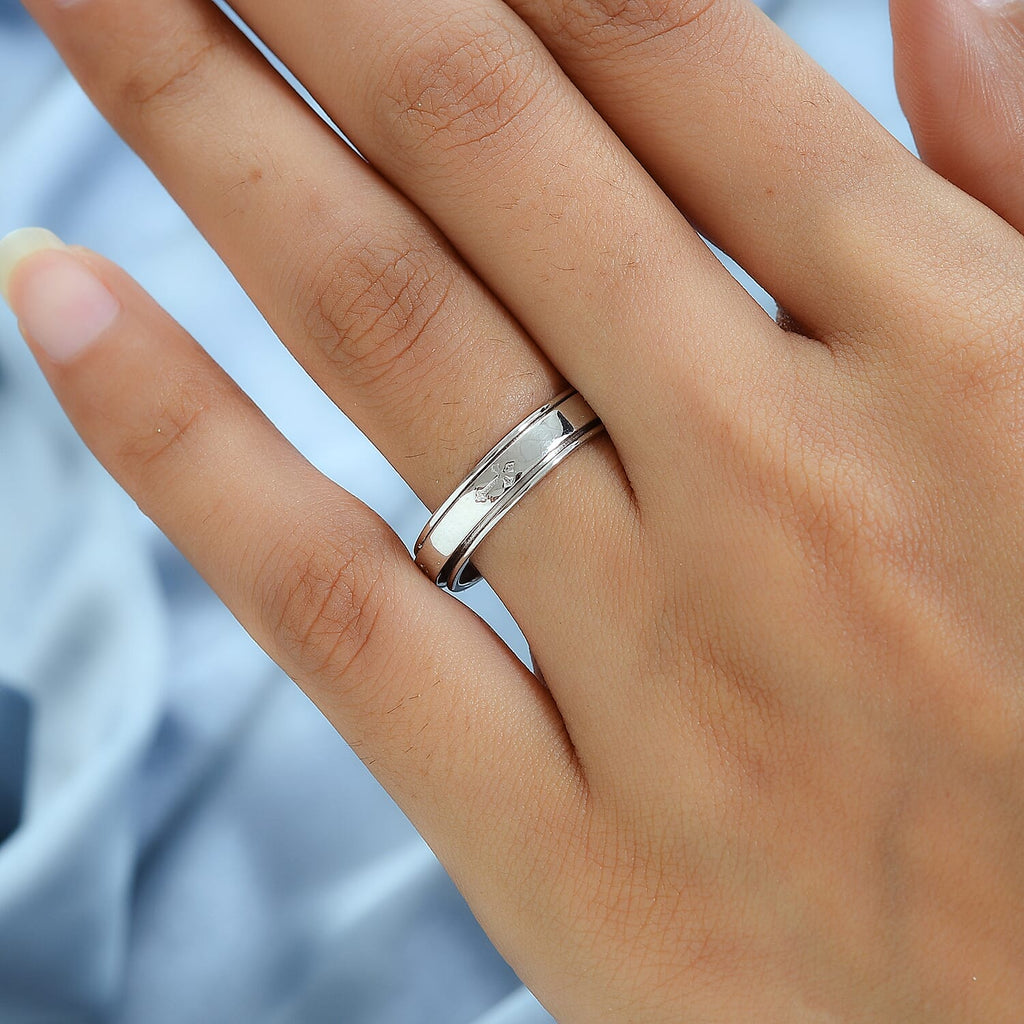 Artisan Crafted Platinum Overlay Sterling Silver Cross Spinner Ring
