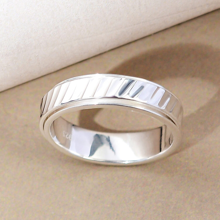 Stackable Wave Spinner Ring in Sterling Silver with Platinum Plating 7175964 2