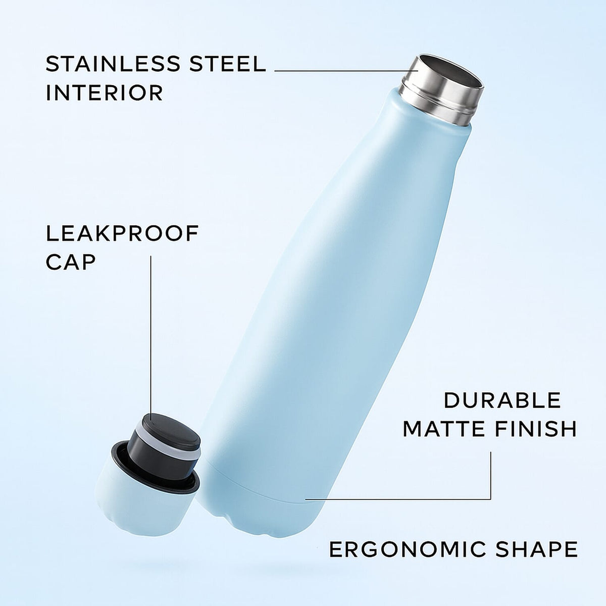 Stainless Steel Double Walled Vacuum Insulated Water Bottle with Leak-Proof Lid 500ml 8158650 2
