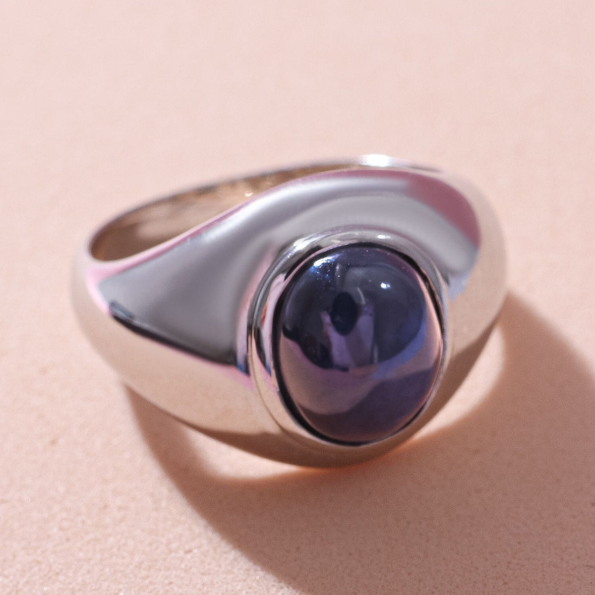 6 Ray Star Blue Sapphire Solitaire Ring in Rhodium Overlay Sterling Silver 4.36 Ct. 7279562 3