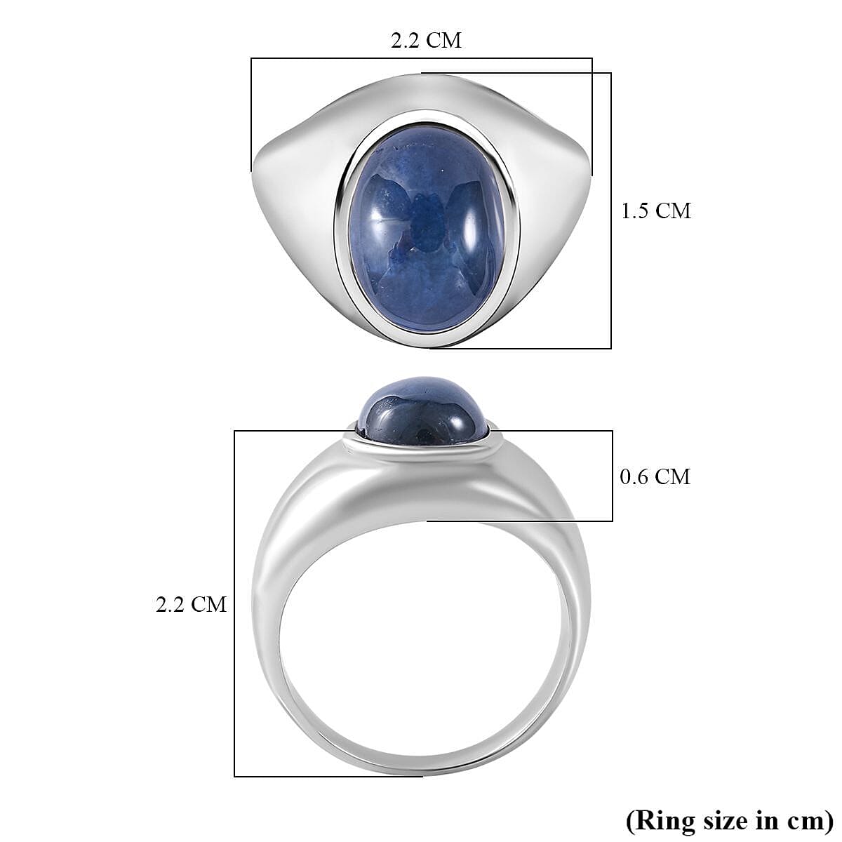6 Ray Star Blue Sapphire Solitaire Ring in Rhodium Overlay Sterling Silver 4.36 Ct. 7279562 11