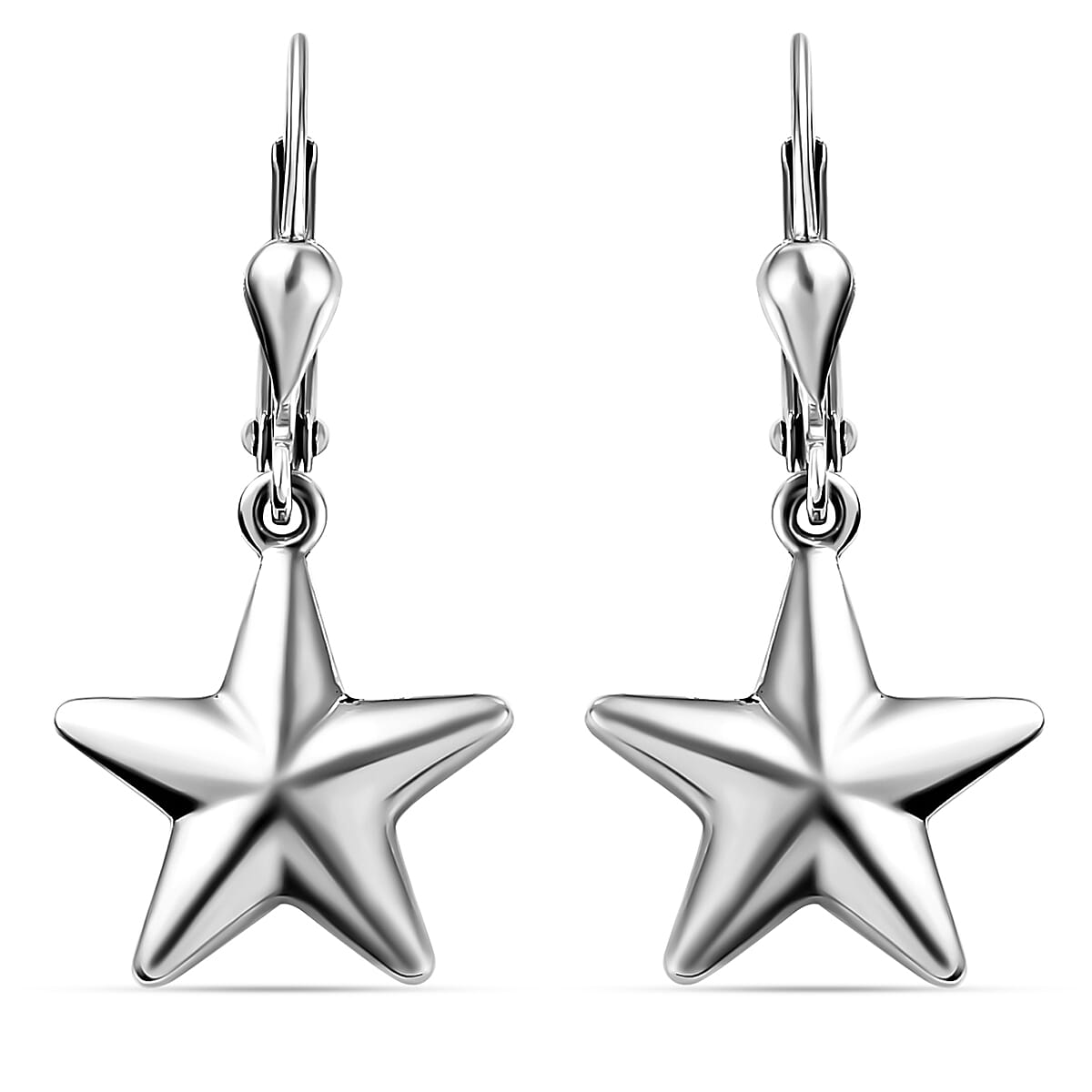 Star Lever Back Earrings in Sterling Silver with Platinum Plating 3478594 0