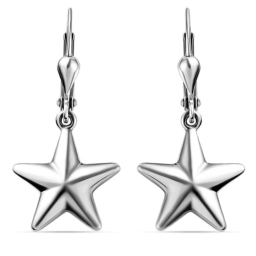 Plain Lever Back Star Earrings in Gold Plated Silver