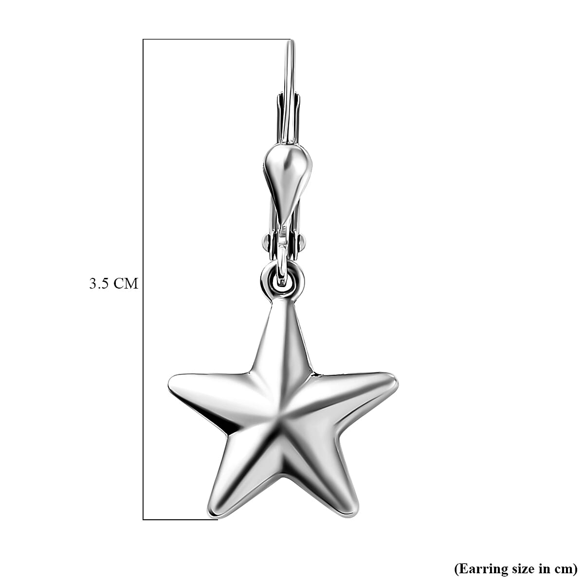 Star Lever Back Earrings in Sterling Silver with Platinum Plating 3478594 6