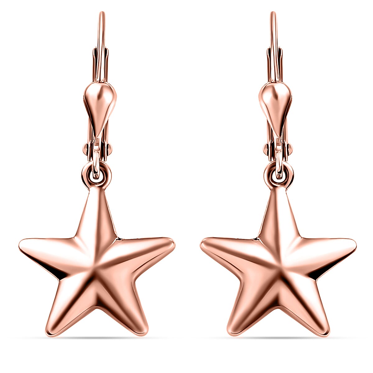 Star Lever Back Earrings in Sterling Silver with 18K Vermeil Rose Gold V32583063 0