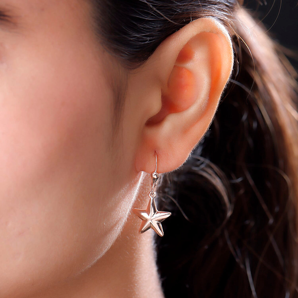 Star Lever Back Earrings in Sterling Silver with 18K Vermeil Rose Gold V32583063 3