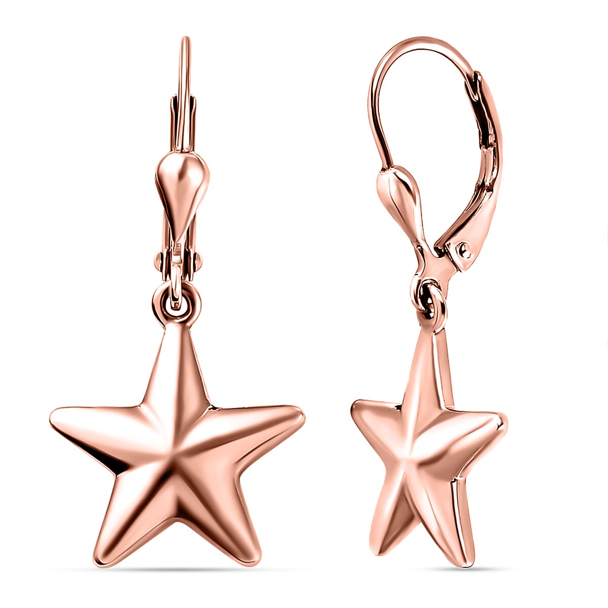 Star Lever Back Earrings in Sterling Silver with 18K Vermeil Rose Gold V32583063 4