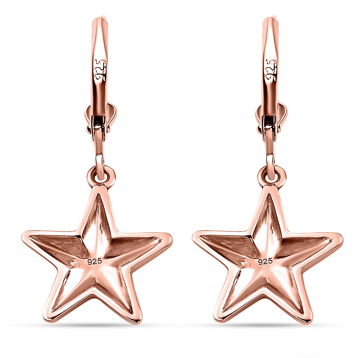 Star Lever Back Earrings in Sterling Silver with 18K Vermeil Rose Gold V32583063 5