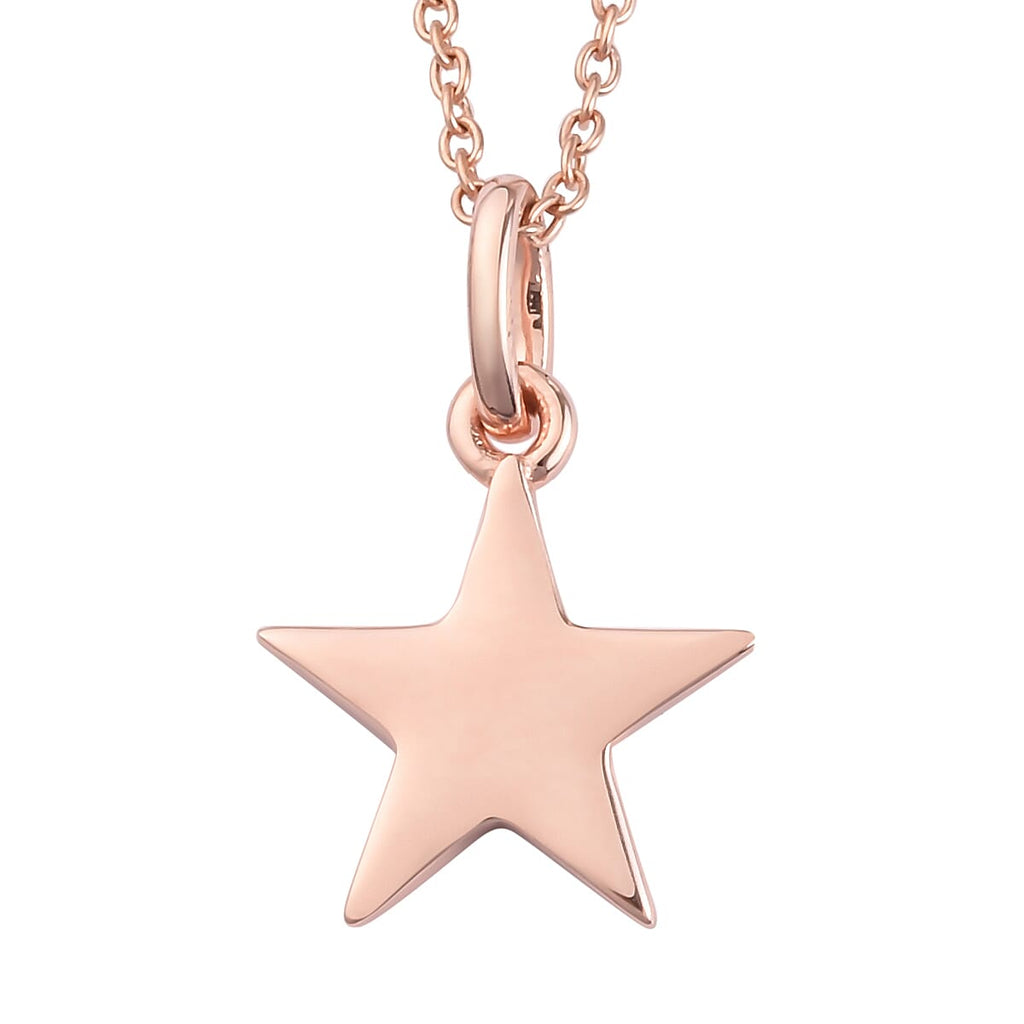 18K Vermeil Rose Gold Plated Sterling Silver Star Pendant with Chain (Size 18 with Lobster Lock)