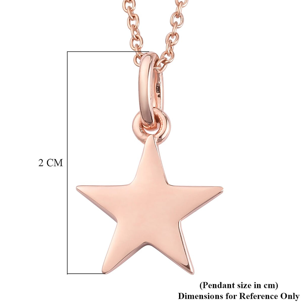 18K Vermeil Rose Gold Plated Sterling Silver Star Pendant with Chain (Size 18 with Lobster Lock)