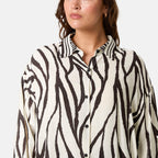 Statement Zebra Print Button-Down Top (One Size) - Black