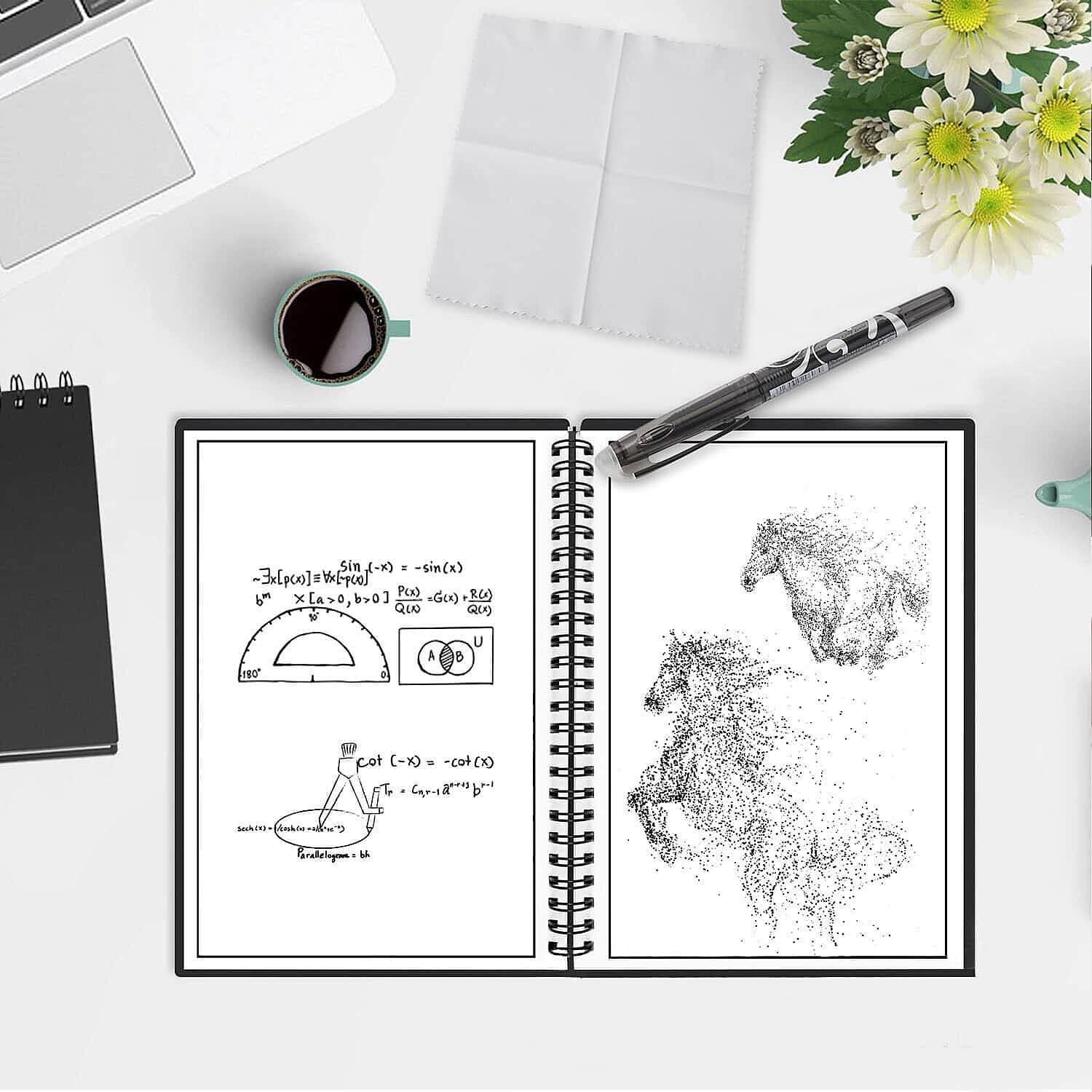 A5 Smart Reusable Forever Notebook (40 Sheets) with Erasable Pen and Wiper- Black 6839002 1