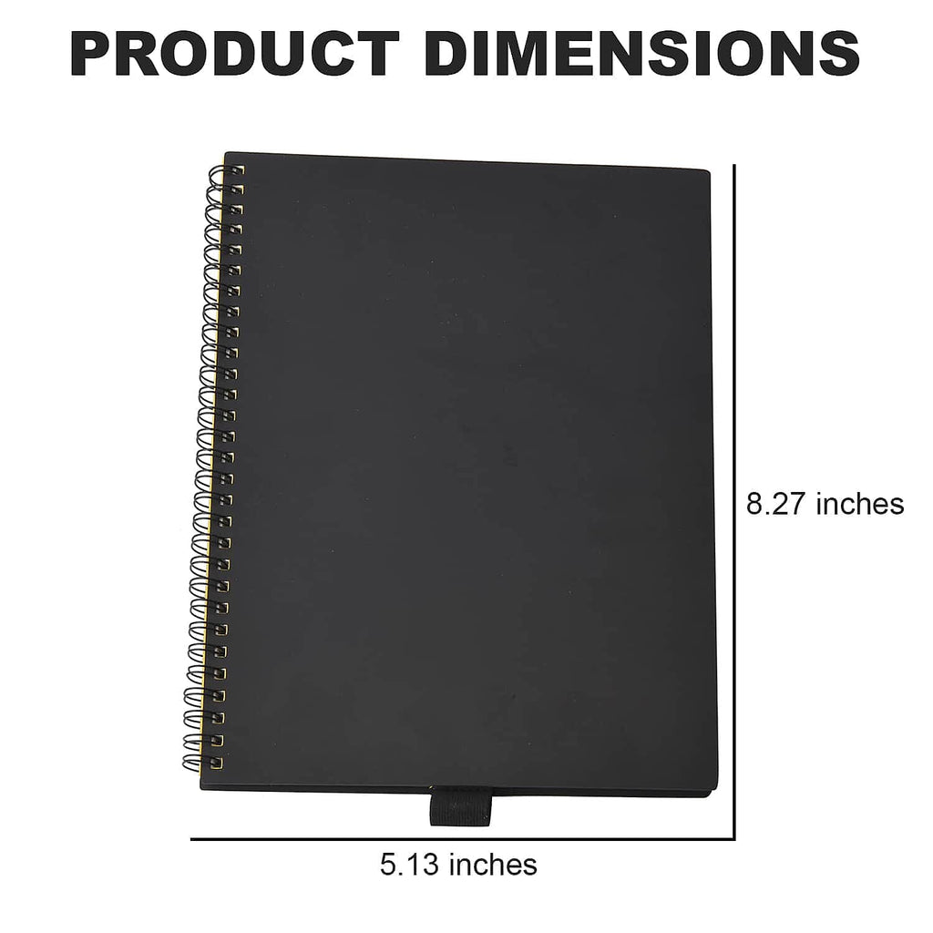 A5 Smart Reusable Forever Notebook (40 Sheets) with Erasable Pen and Wiper- Black