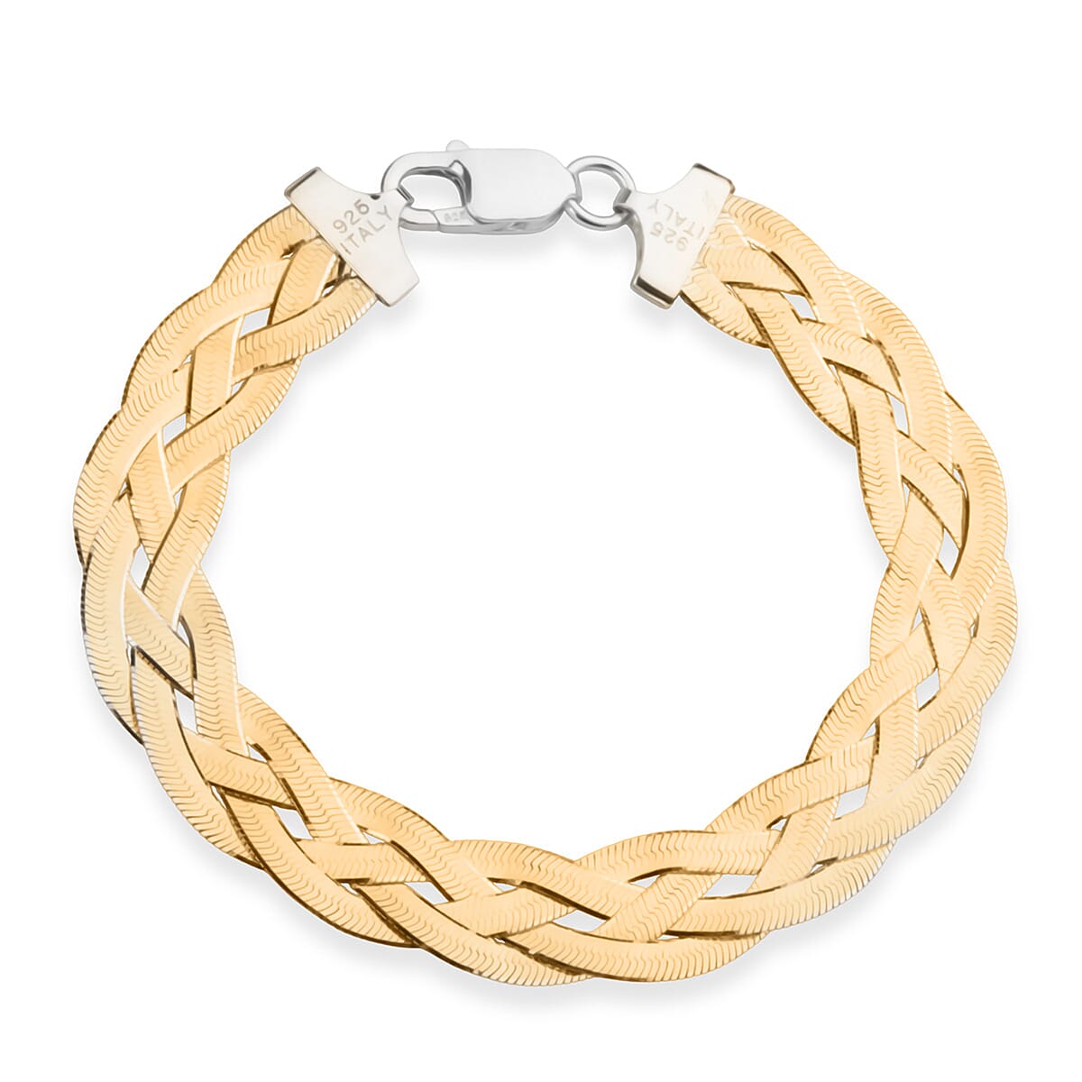 Sterling Silver 10.4MM Braided Bracelet with Lobster Clasp in Two Tone Plating 7.5 Inch 8356383 0
