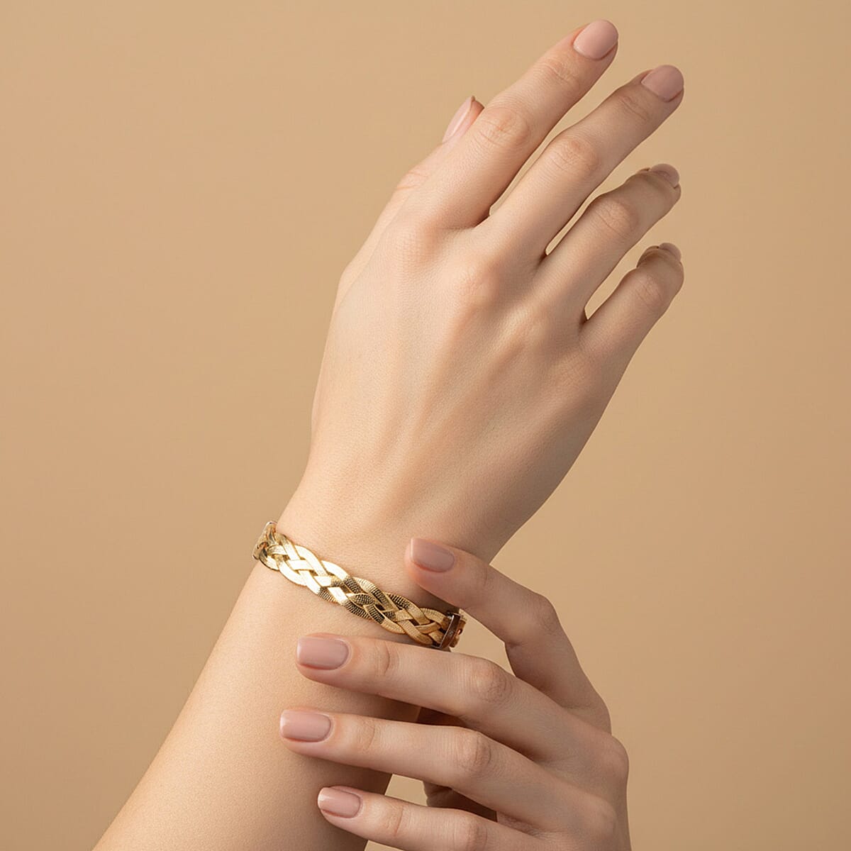 Sterling Silver 10.4MM Braided Bracelet with Lobster Clasp in Two Tone Plating 7.5 Inch 8356383 1