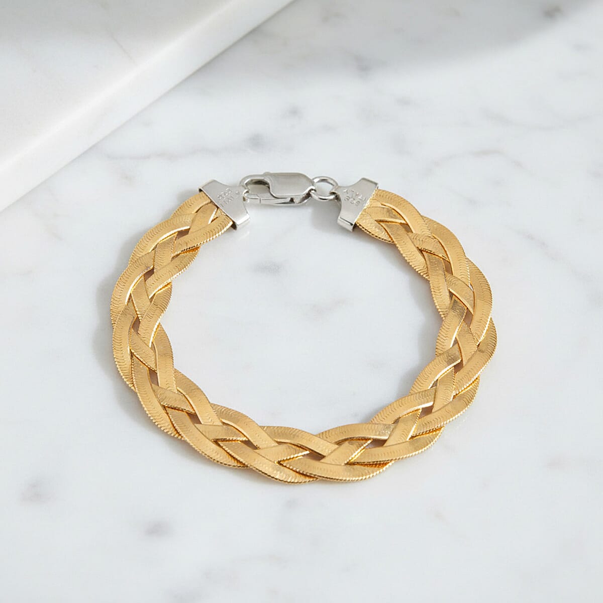 Sterling Silver 10.4MM Braided Bracelet with Lobster Clasp in Two Tone Plating 7.5 Inch 8356383 2