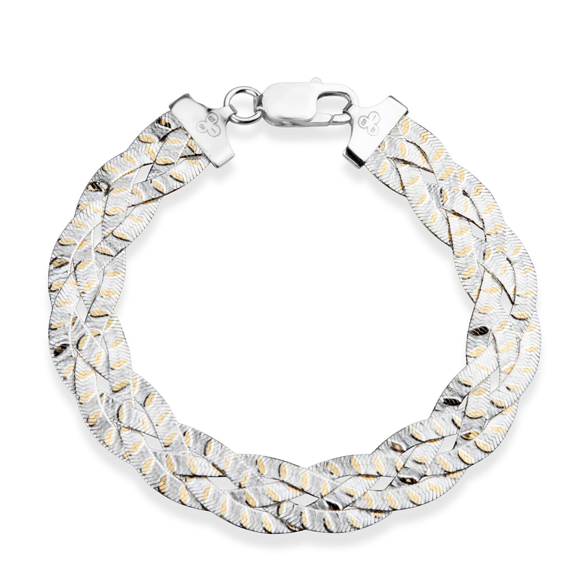 Sterling Silver 10.4MM Braided Bracelet with Lobster Clasp in Two Tone Plating 7.5 Inch 8356383 3