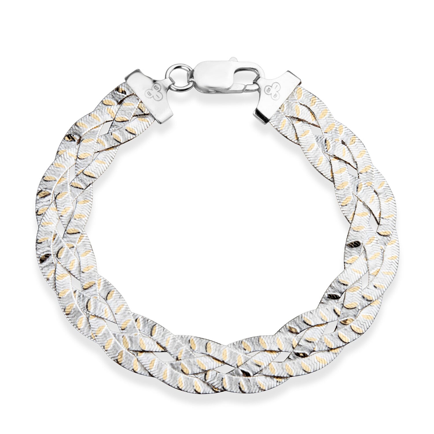 Sterling Silver 10.4MM Braided Bracelet with Lobster Clasp in Two Tone Plating 7.5 Inch 8356383 3