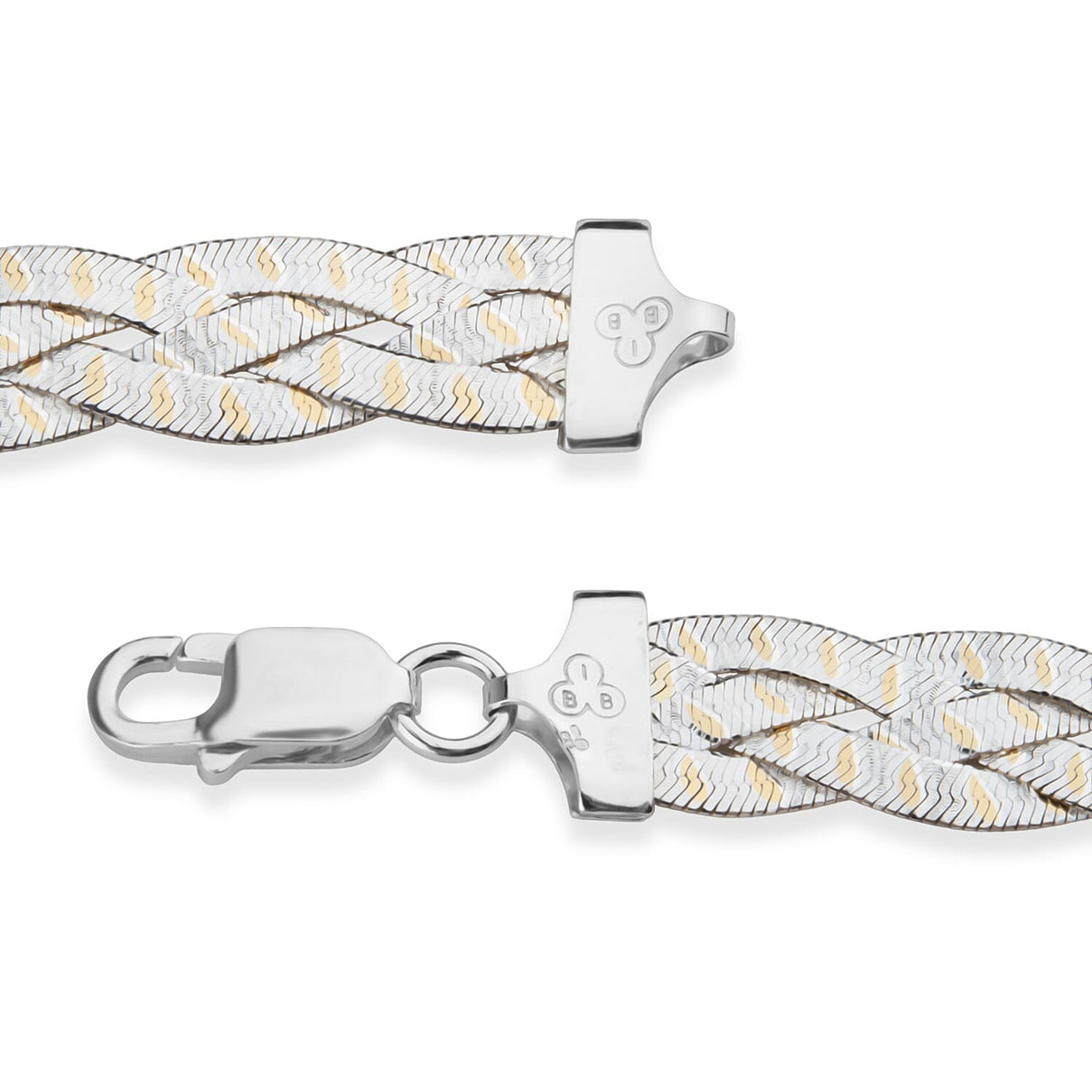 Sterling Silver 10.4MM Braided Bracelet with Lobster Clasp in Two Tone Plating 7.5 Inch 8356383 4