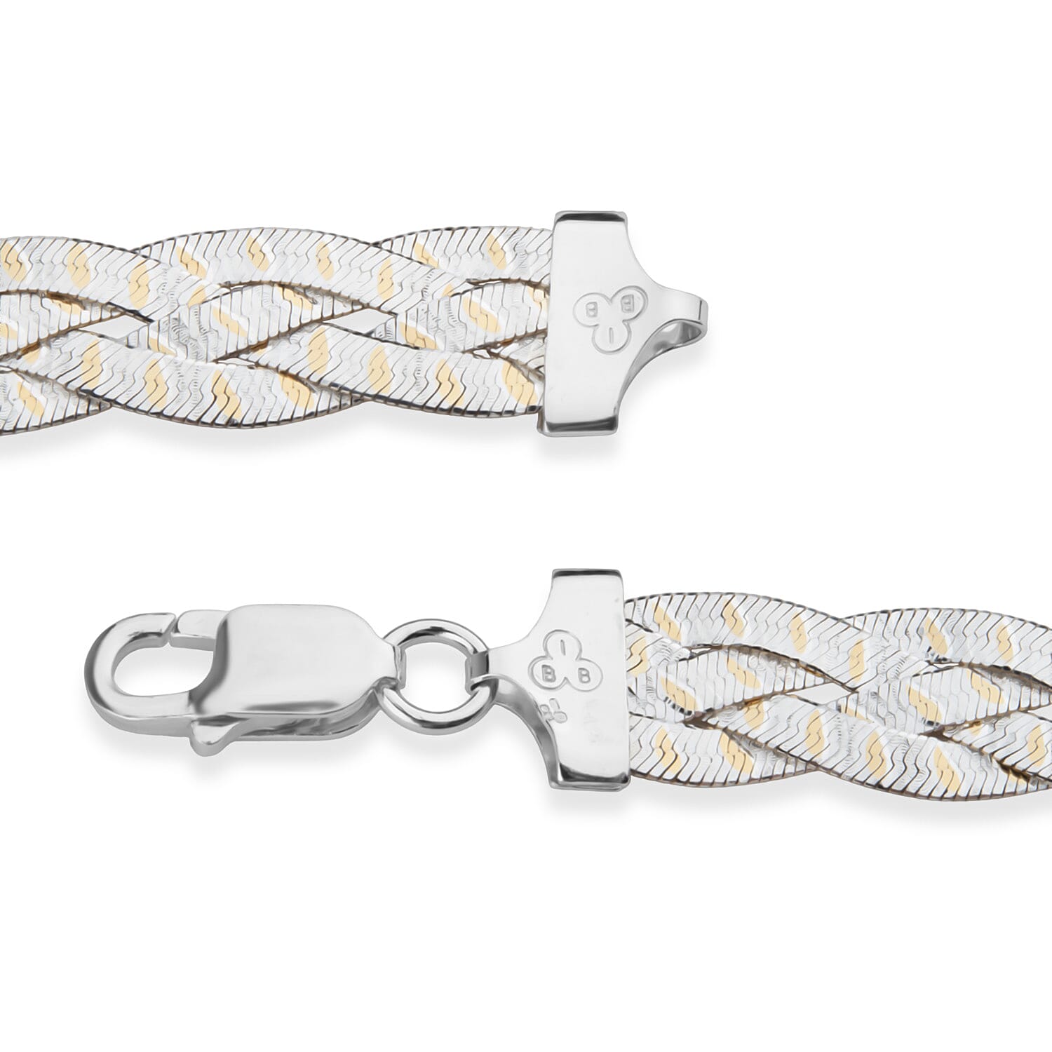 Sterling Silver 10.4MM Braided Bracelet with Lobster Clasp in Two Tone Plating 7.5 Inch 8356383 4
